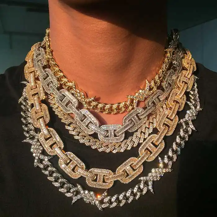 Barbed wire cuban link chain necklace 
