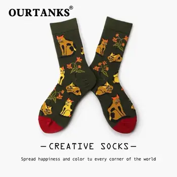 

OUR TANKS 2020 Socks Female Cotton Mid Socks Tide Cat Girl Loli College Style Personality Korean Ins Male Socks