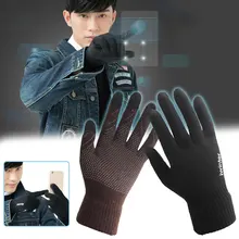 Перчатки сенсорный экран полный палец мужчины женщины емкостный смартфон шерстяные аксессуары зимние теплые перчатки