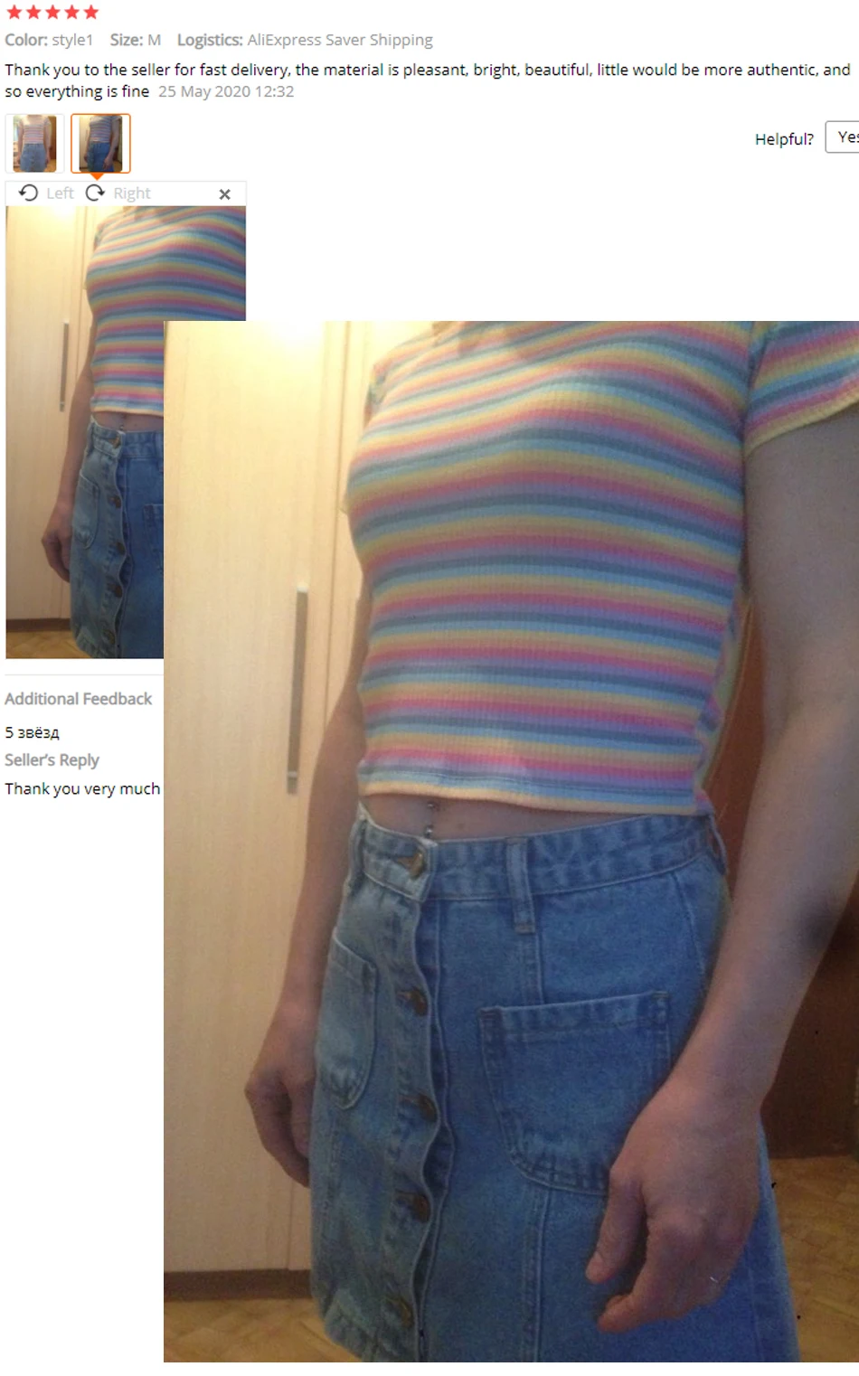 T-Shirt Women cotton Rainbow Striped Tops Harajuku Tshirt Summer Short Sleeve Navel Skinny stitching Korean Punk crop top woman