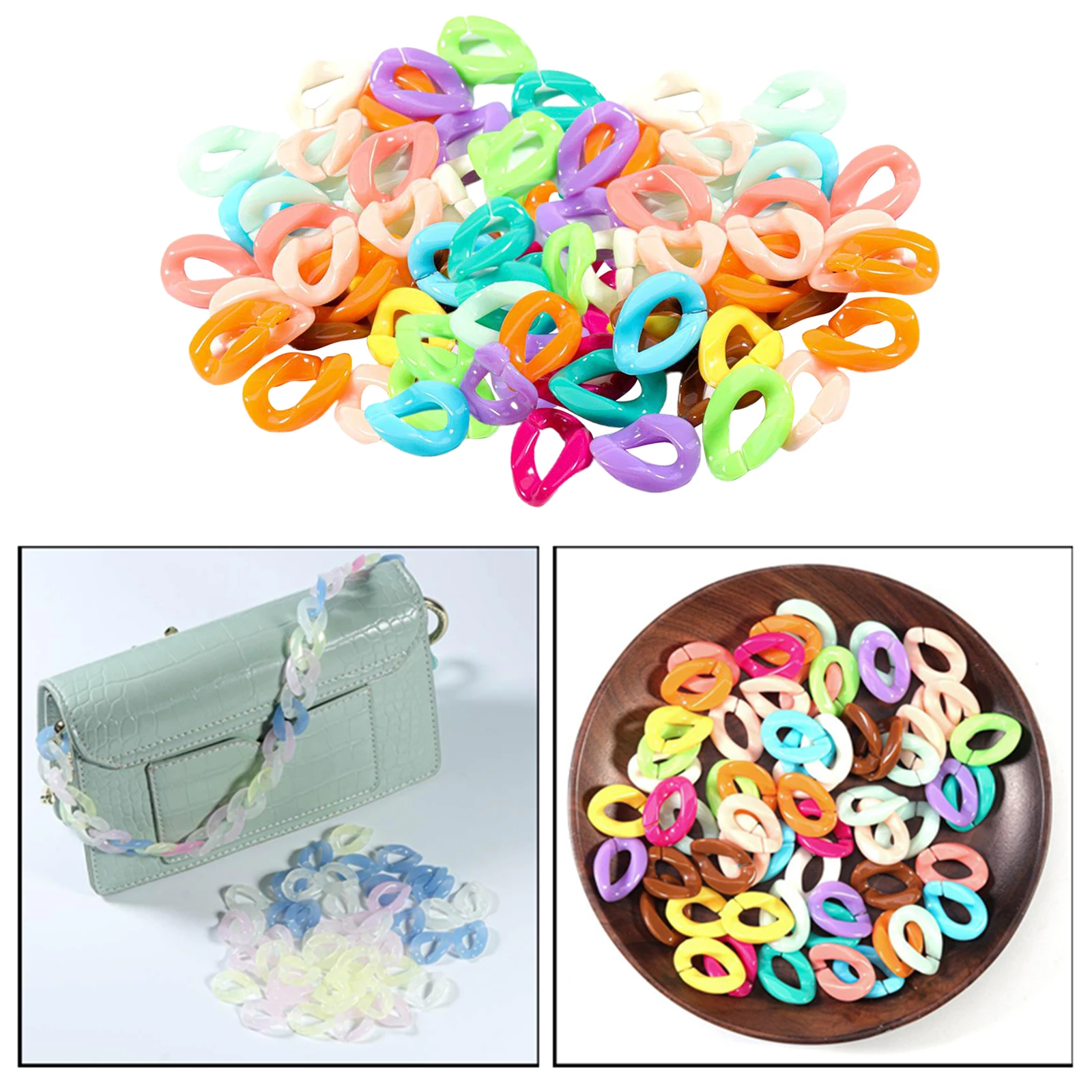 100pcs Plastic Durable Chain C Links Buckle DIY Jewelry Necklace Supplies