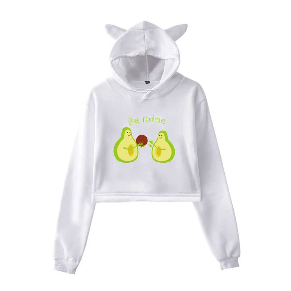 Толстовки с героями мультфильмов авокадо; Новинка осени; Kawaii; пуловеры с капюшоном для женщин; модная уличная одежда для девочек-подростков; толстовки