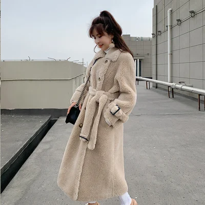 Пальто из натурального меха, женское длинное зимнее пальто, женский корейский помпон из натурального меха, куртка для женщин, одежда, Manteau Femme, зимняя куртка для женщин - Цвет: Malt color
