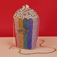 Женская сумка с бриллиантами и попкорном, вечерняя сумочка-клатч с кристаллами для девочек, сумочка для свадьбы, женские Стразы, цветной кошелек для банкета