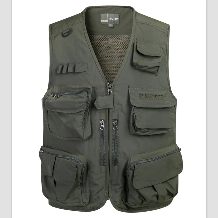 Одежда Daddy весна и осень четыре сезона носить мульти-карманы жилет большой размер мужской жилет среднего возраста мужской жилет 69