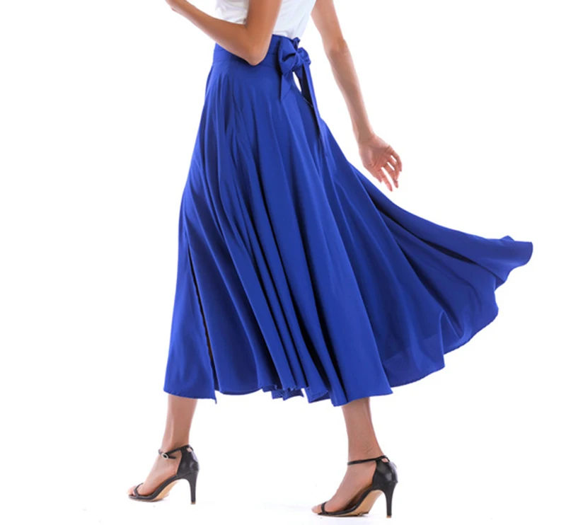 2020 New Fashion  Women Long Skirt Casual Spring  Summer Skirt womens Elegant Solid Bow-knot A-line Maxi Skirt Women Cothes (22)