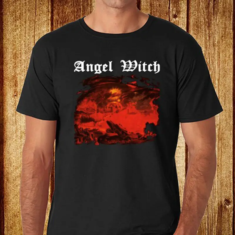 Новая Черная Мужская футболка Angel Witch Heavy Metal Rock Band |