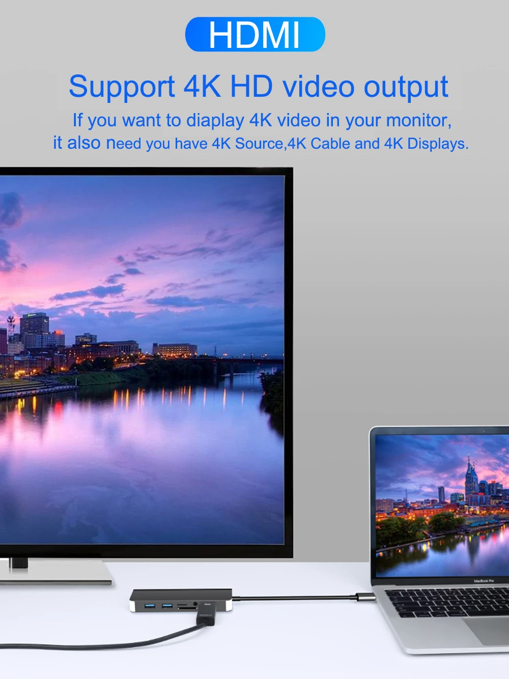 8 в 1 type C концентратор USB-C-HDMI RJ45 Gigabit 3,5 мм аудио SD TF кардридер USB3.0 PD зарядный USB-C Кабель-адаптер для ноутбука Mac