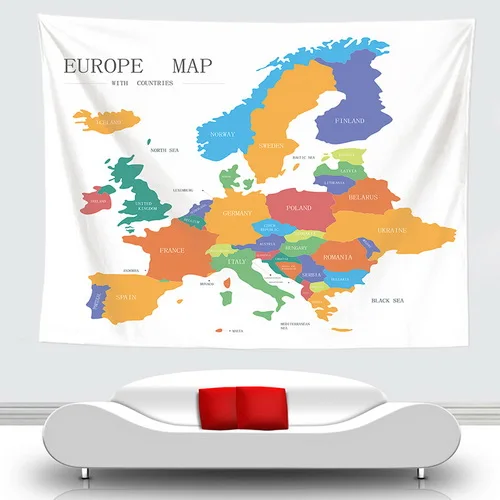 Европа карта гобелен настенное одеяло Mapa Mundial настенный висячий Прямая домашний Декор настенный гобелен - Цвет: 521