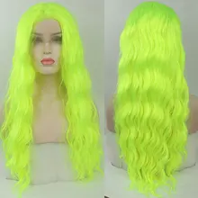 Bombshell Nautral зеленые свободные волны синтетические волосы 13*3 парик фронта шнурка Glueless термостойкие волокна свободный пробор для женщин парики