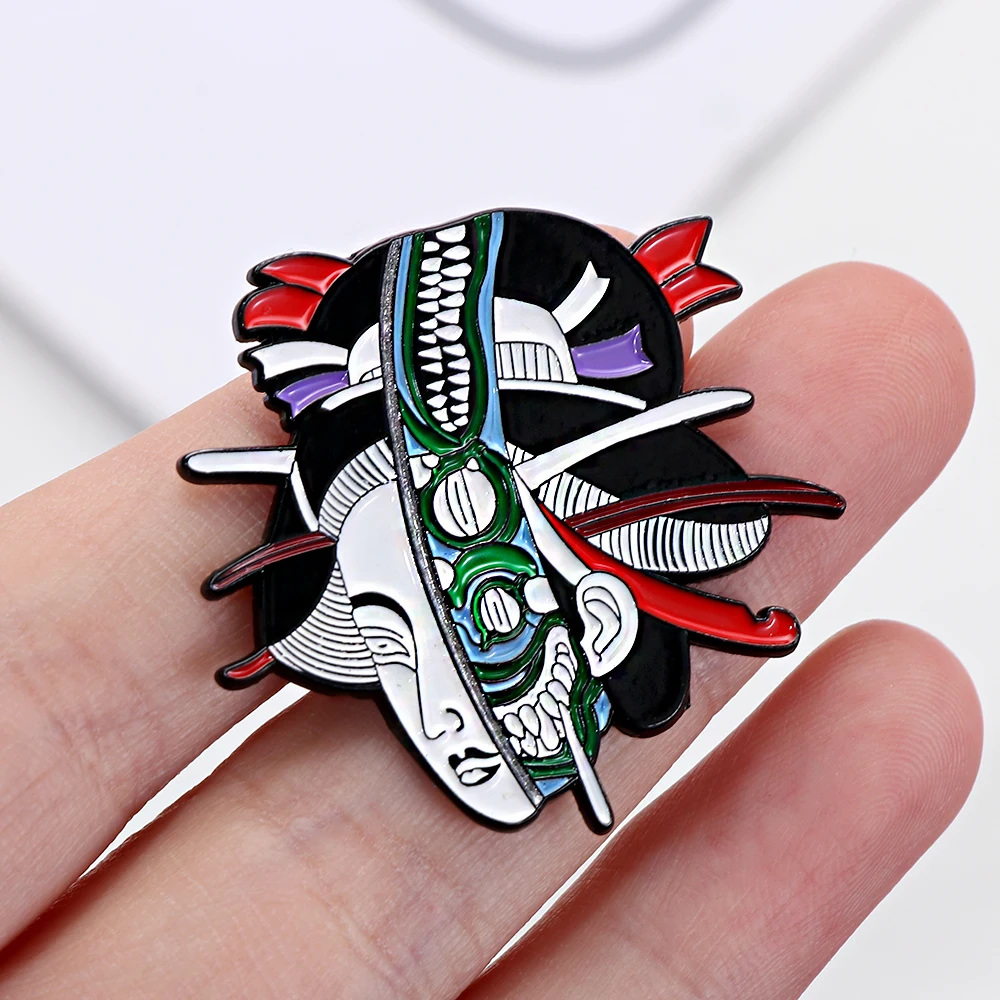 Японская Женская Брошь гейши Ретро стиль эмалированные булавки новинка ужас для