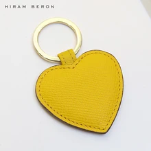 Hiram Beron индивидуальные инициалы индивидуальные Сердце милый брелок тег кожа высокое качество подарок для друга Прямая поставка