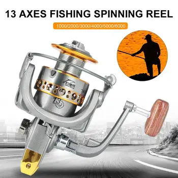 

Spinning Wheel Durable Practical 13BB Alloy Metal Road Fishing Tools Spool Gear Portable Gray Gold Fishing Wheel
