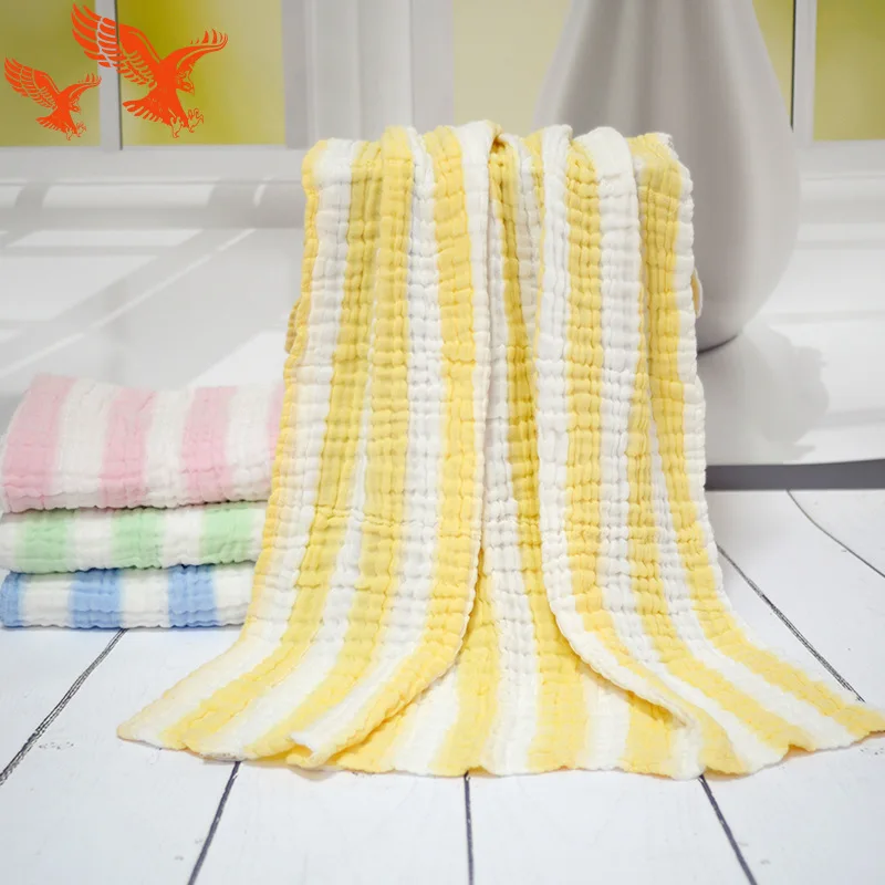 

Infant Bubble Cotton Yarn Bath Towel Baby Pure Cotton Bubble Cover Children Stripes Washing Gauze Bath Towel