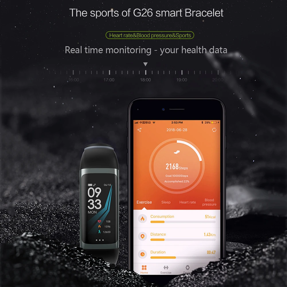 G26 цветной экран Смарт спортивные часы Android IOS Телефон Smartwatch монитор сердечного ритма функции кровяного давления для женщин мужчин малыш