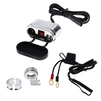 

Motorbike GPS Cell Phone 12V USB Power Socket Charger with LED Voltage Voltmeter