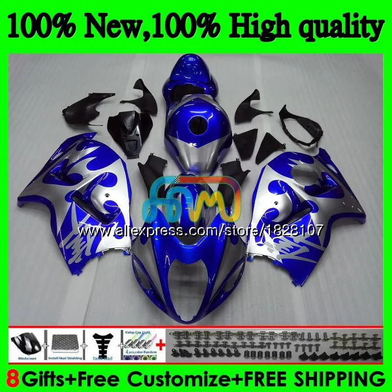 Синего и серебряного цвета Hayabusa для SUZUKI GSX-R1300 GSXR 1300 1996 1997 1998 1999 2000 2001 48BS. 128 GSXR1300 96 97 98 99 00 01 обтекатели