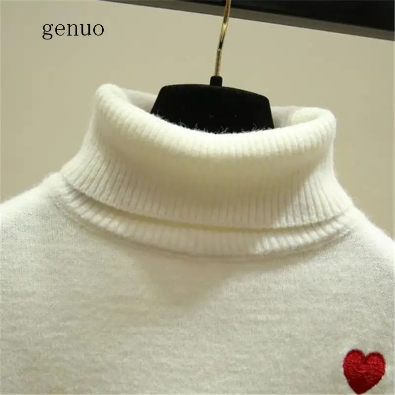 New 2020 Turtleneck Heart Logo Temperament Warm Knitted Sweater Pullover Autumn Knitwear Sueter Mujer Long Sleeve Women New New 2020 Turtleneck Heart Logo Temperament Warm Knitted Sweater Pullover Autumn Knitwear Sueter Mujer Long Sleeve Women New