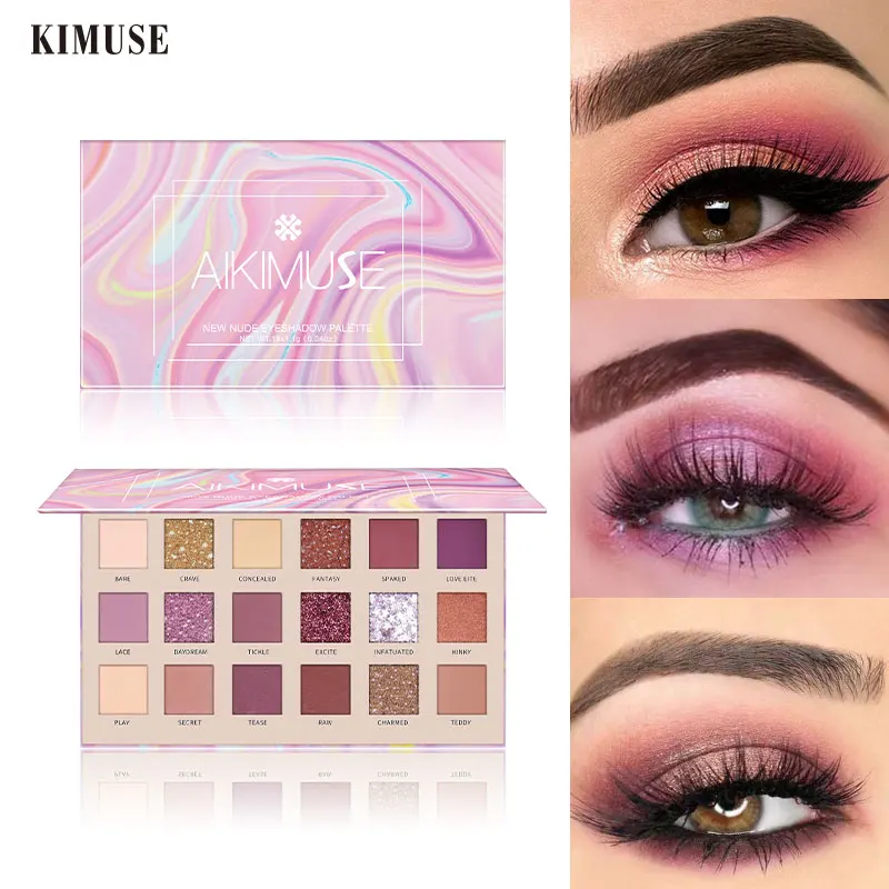 KIMUSE розовые блестящие открытые тени для век палитра 18 цветов фритиллария порошок