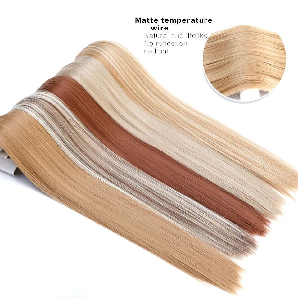 MANWEI 6 шт./компл. длинные прически Silky Straight, эффектом деграде(переход от темного к серый синтетические волосы на заколках для наращивания, 16 клипс, поддельные натуральные волосы 22 ''термостойкие