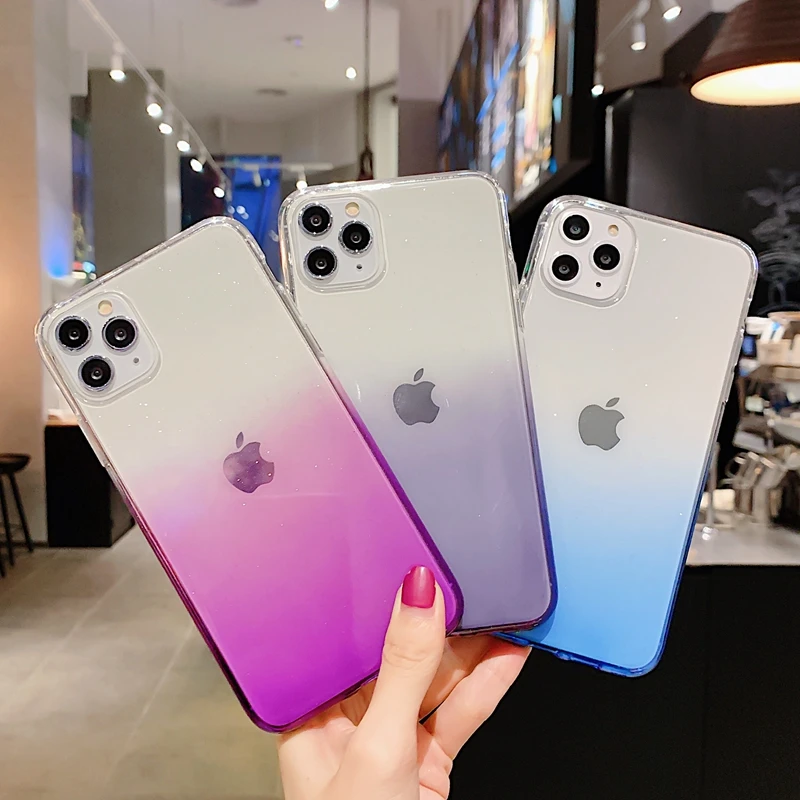 Простой Прозрачный градиентный чехол для телефона iPhone 11 Pro Max XS X XR 7 8 6 6S Plus мягкие