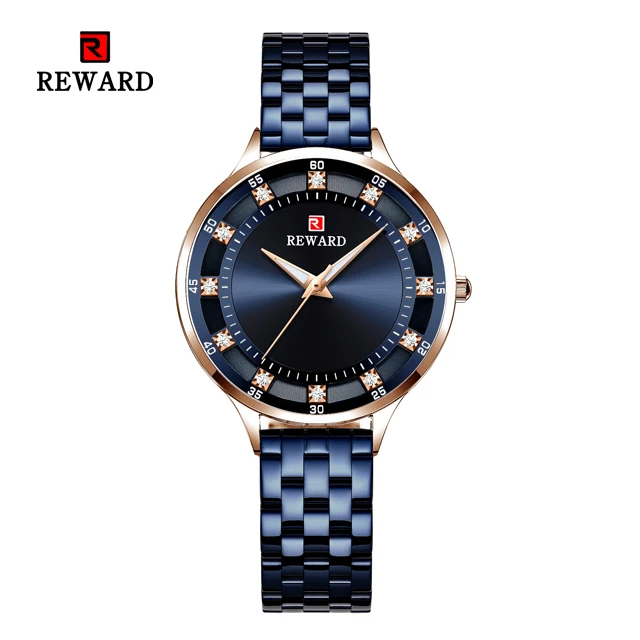 Наградные модные роскошные Брендовые женские кварцевые часы повседневные водонепроницаемые женские часы Reloj Mujer женские часы Relogio Feminino - Цвет: Blue Gold