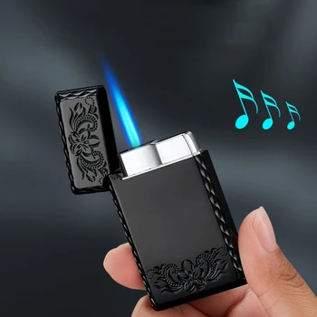 

Gas Lighters Windproof Straight Blue Flame Cigar Creative Metal Lighter Rolling Tray Cigarette Machine Lighters Gadgets for Men