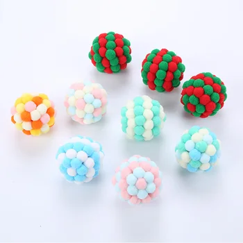 

3pcs Kit Colorful Ball Toys For Cats Pet Cat Plush Squeaky Ball Kitten Toy Christmas Multiple Colors Sound Game Ball Pet Product