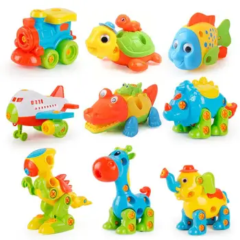 

Children Puzzles Assembly Airplane Mini Train Cartoon Car Toy with Random Colors