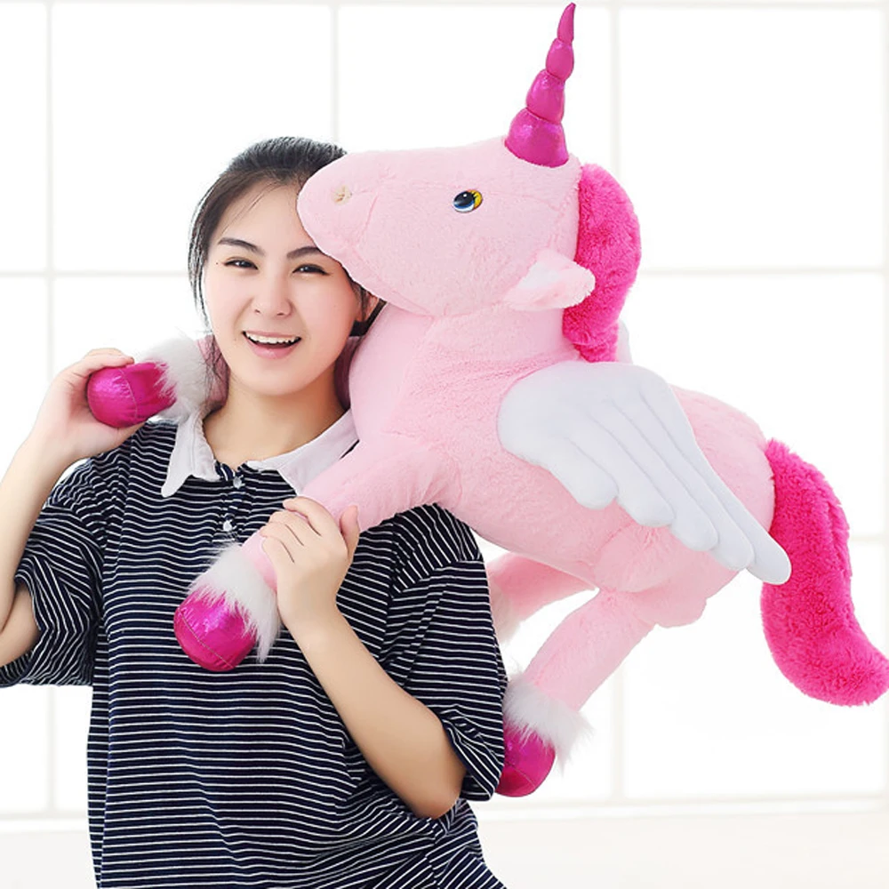 Wings Unicorn Children Plush Toys Cartoon Horse Kids Stuffed Christmas Birthday Gift Doll blue series 43cm rebirth doll mini umbrella glasses swimsuit 18 inch diy toy gift giraffe unicorn printed rebirth accessories