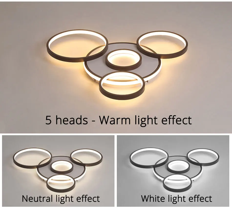Светодиодный Люстра для гостиной, современный белый кофейный блеск, железное освещение для спальни, простые люстры с регулируемой яркостью