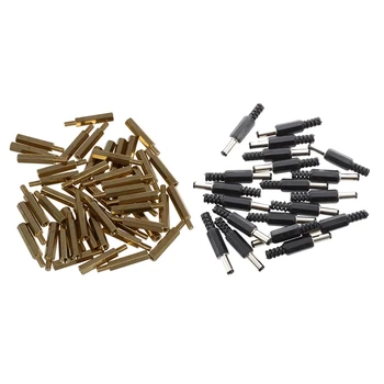 

70 Pcs Accessories: 50 Pcs M3 MalexM3 Female Screw PCB Stand-Off Spacer Hex & 20 Pcs DC Power Male Plug Jack Adapter
