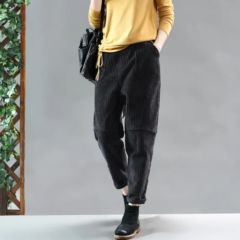 Max LuLu зимние модные корейские женские панковские уличные свободные утепленные шаровары Повседневные меховые теплые эластичные брюки размера плюс - Цвет: Черный