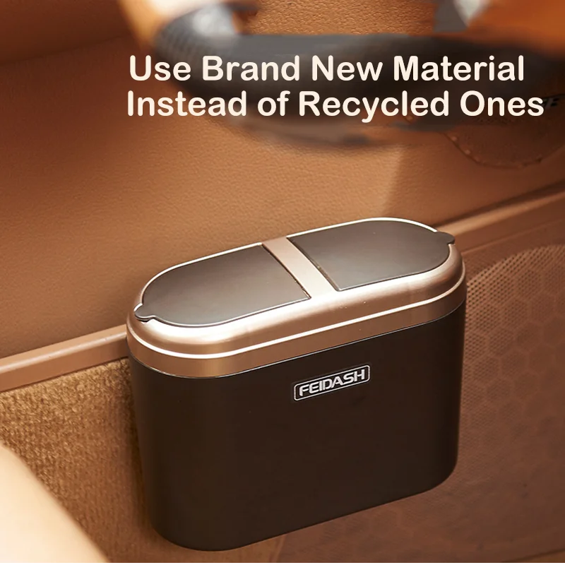 Cute Car Trash Can 16x9x12cm Garbage Bin ABS Double Lids Interior