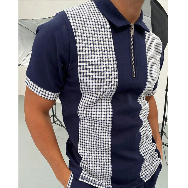 High Quality Brand Men's Polo Shirt Lapel Zipper Design Luxury Boss Casual Shirt Male Short Sleeve Top Polo Homme Eden Parck PLS-3 Navy