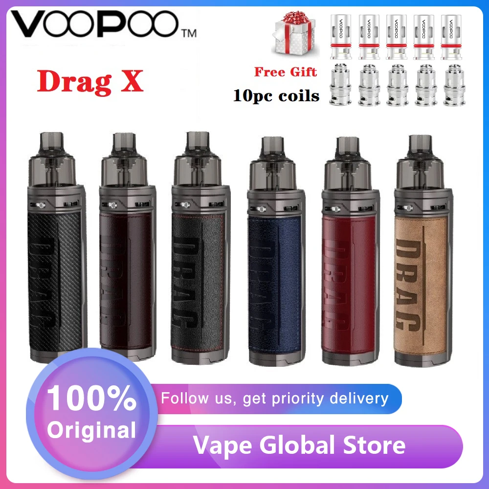 Бесплатные подарки оригинальный набор VOOPOO Drag X Mod Pod Vape с tft цветным экраном и чипом