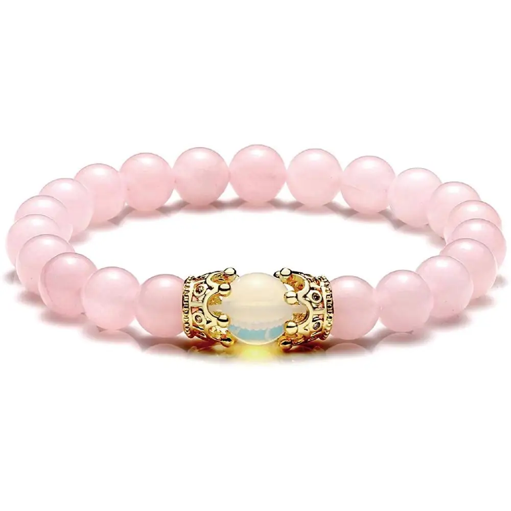 

King&Queen Crown Distance Couple Bracelets for Men Women 8mm Natural Stone Healing Energy Beads Stretch Bracelet