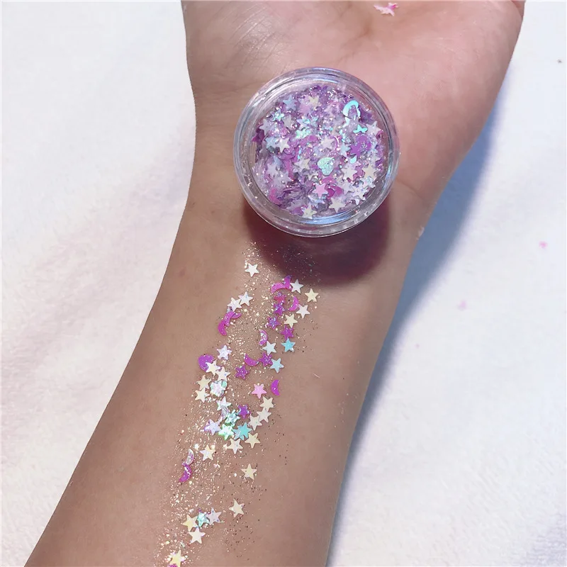 1pcs 24colors Pigment Eye Shadow Shimmer Sparkling Diamond Holographic Chunky Glitter Gel Sequins Mermaid Sequins Powder 5665