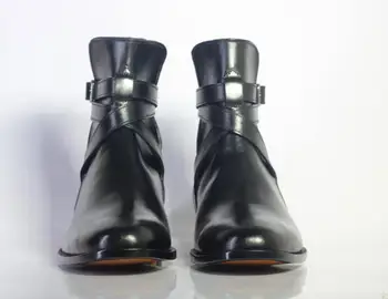 

High Quality Fashion Men Pu Leather Buckle Boots Male Casual Classic Trendy Low Heel Monk Strap Boots Zapatos De Hombre TV586