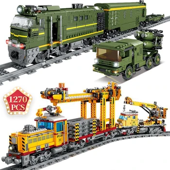 

Technic Ideas Railway Track Laying Machine Building Blocks with Small Figures Missile Train Toys Kids Winter Holiday Gift