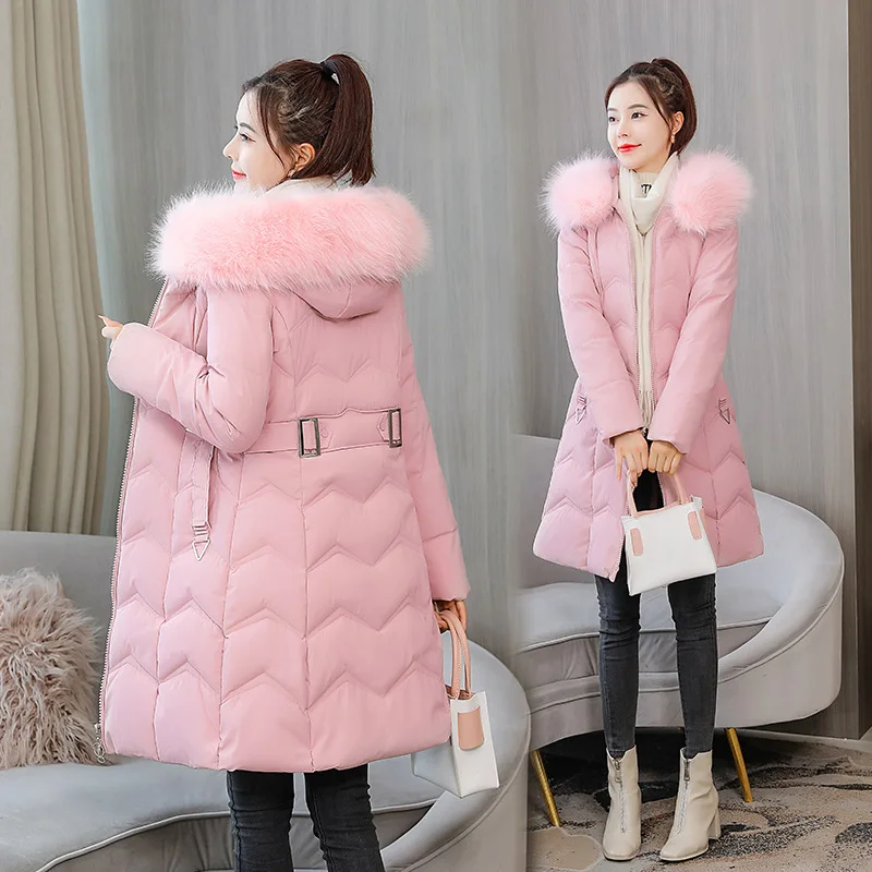 Winter Clothes Clothing for Women 2021 Winter New Mid-length Slim-fitting with Large Fur Collar Down Padded Jacket