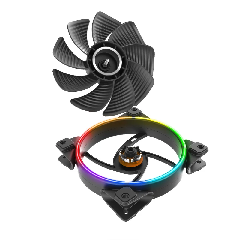 Billig Pccooler RGB HALO 14cm Computer Fall Anpassen Lüfter 4PIN   3PIN RGB Ruhig PWM Fans 140mm CPU Kühler wasser Kühlung Ersetzen Fan