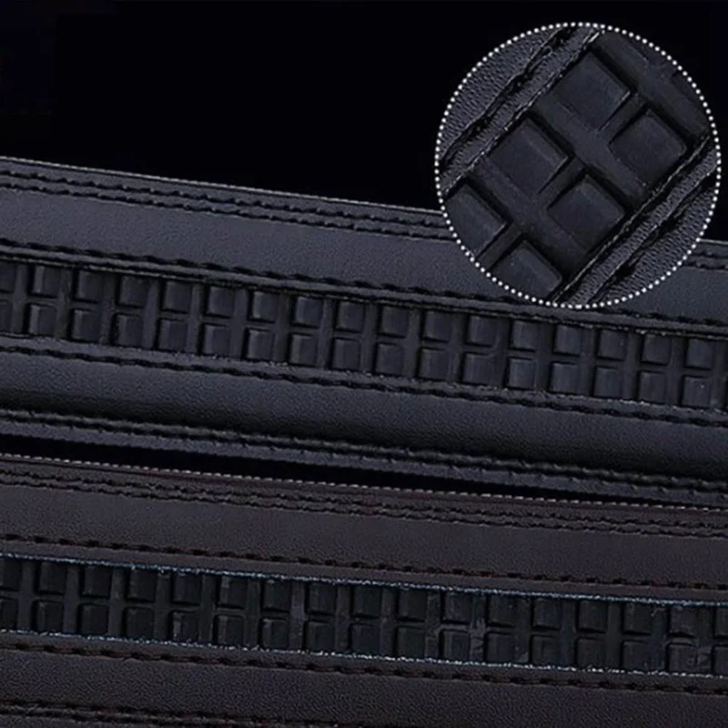 1pcs Luxury Wide Men's Black Leather Automatic Ribbon Waist Strap Belt Without Buckle High Quality Male Belts Christmas Gift