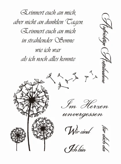 

Dandelion with german words Transparent Clear Stamps for DIY Scrapbooking/Card Making/Kids Christmas Fun Decoration ST0484