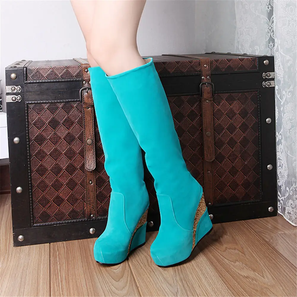Karinluna/ г. Классическая обувь на танкетке, большие размеры 41 сапоги до колена на высоком каблуке Женская обувь женская зимняя обувь женские ботинки