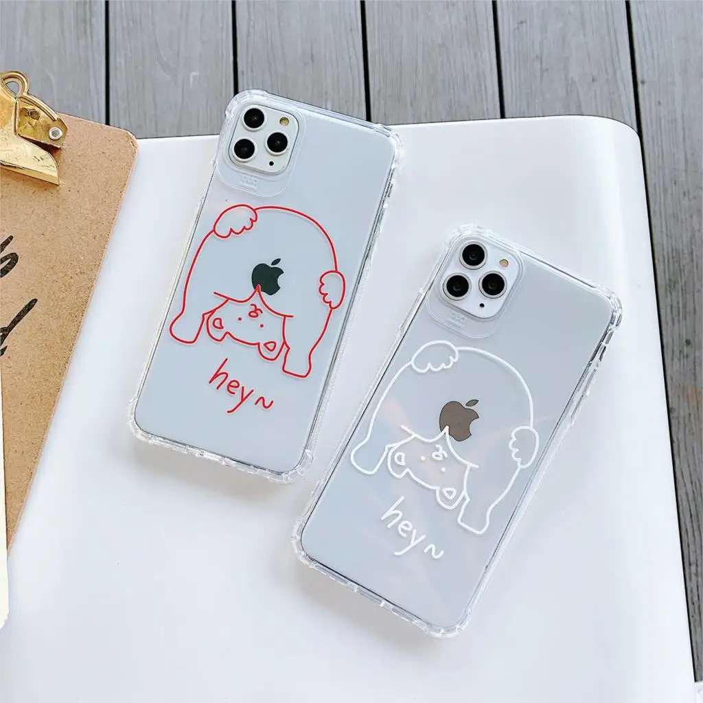 Funny hey bear Cute Simple line Phone Case For iPhone 7 8 6 S Plus 11 Pro X XS Max XR Clear soft TPU Cover Fundas |