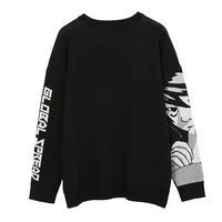 Dzianiny Harajuku zimowe ubrania kobiet 2020 ponadgabarytowych swetry z długim rękawem Top Gothic moda japoński Kawaii Cartoon Streetwear 5