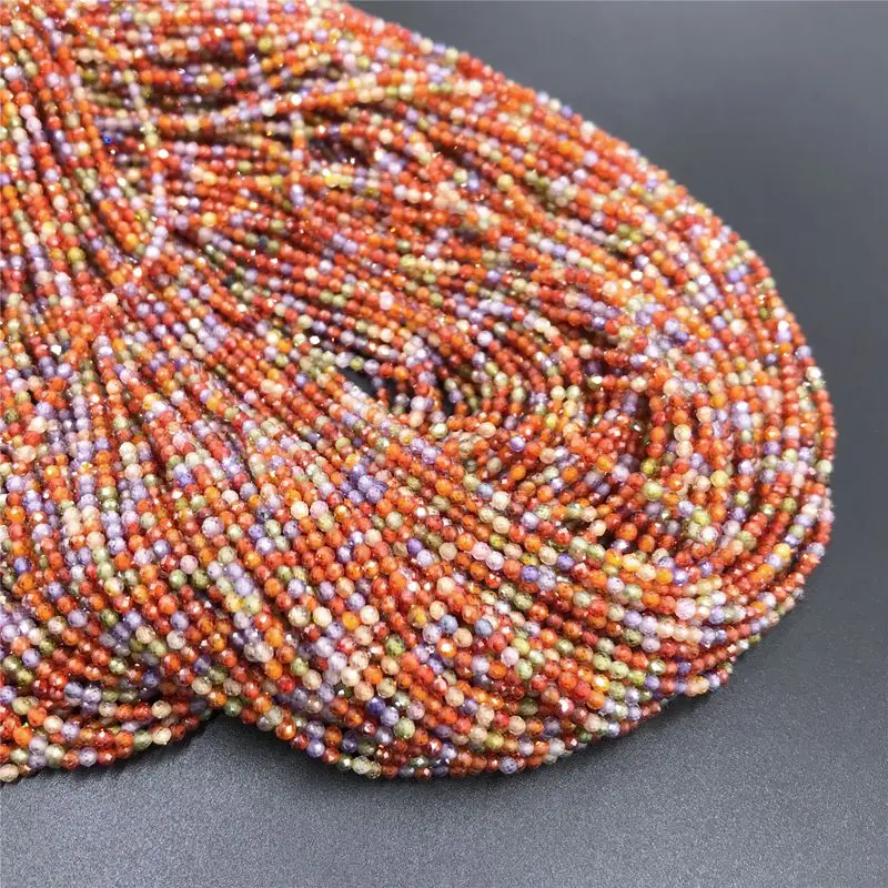 Fashion Multi Color Zircon Beads Micro Faceted Gem Stone 2mm 3mm Loose Spacer for Jewelry Making Bracelet Necklace | Украшения и