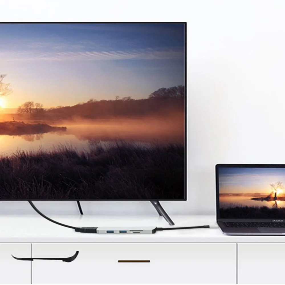 5 в 1 многофункциональный конвертер TYPE-C док-станция USB 3,0 TF Card Reader для MacBook
