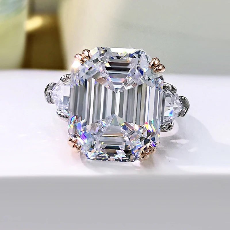 OEVAS 100% 925 Sterling Silver Sparkling 13*16mm Pink Yellow High Carbon Diamond Fine Jewelry Wedding Party Fine Jewelry Gifts